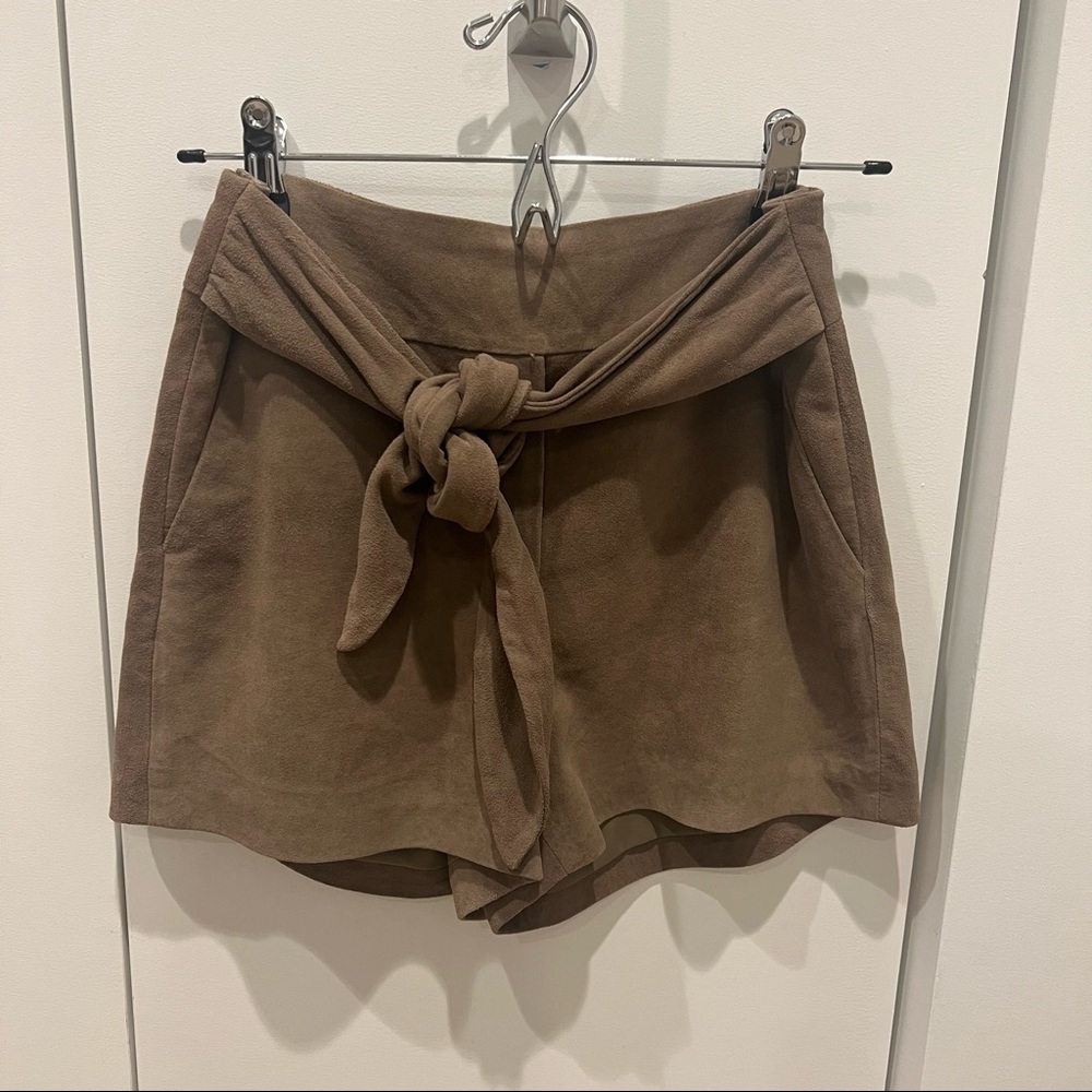 Intermix Tan Suede Shorts with Tie
